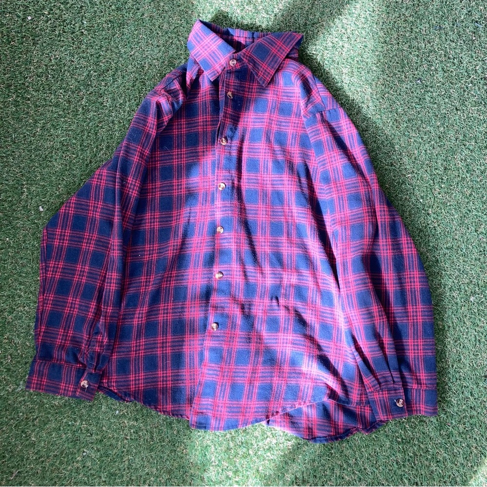 Red and navy plaid flannel